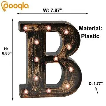 Vintage Light Up Marquee Letters with Lights – Illuminated Industrial Style Lighted Alphabet Letter Signs - Coffee Bar Apartment Bedroom Wall Home Initials Decor - B