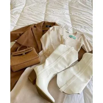 Arromic Cowboy Boots for Women Comfortable Womens Embroidered Western Cowgirl Knee High Boots Pointe...