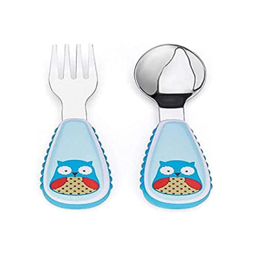 Skip Hop Toddler Utensils, Zootensils Fork & Spoon Set, Owl