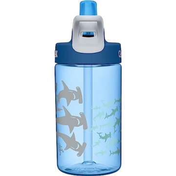 CamelBak eddy Kids Water Bottle - CamelBak Kids Big Bite Valve - Spill Proof - Water Bottle For Kids - BPA-Free Water Bottle - 12oz, Hammerheads