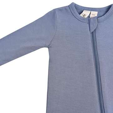 KYTE BABY Unisex Zipper Closure Footies, Rayon Made From Bamboo (6-12 Months, Slate)