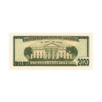 Donald Trump 2020 Re-Election - Pack of 50 - Presidential Dollar Bill - Limited Edition Novelty Dollar Bill. Full Color Front & Back Printing with Great Detail. Novelty Dollar Bill
