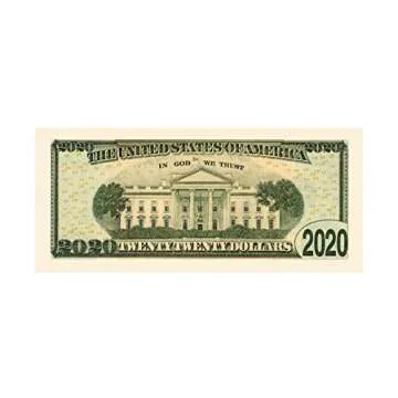 Donald Trump 2020 Re-Election - Pack of 50 - Presidential Dollar Bill - Limited Edition Novelty Dollar Bill. Full Color Front & Back Printing with Great Detail. Novelty Dollar Bill