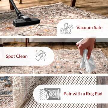 nuLOOM Harriet Vintage Medallion Fringe Area Rug - 8x10 Area Rug Traditional Light Brown/Ivory Rugs for Living Room Bedroom Dining Room Kitchen