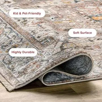 nuLOOM Harriet Vintage Medallion Fringe Area Rug - 8x10 Area Rug Traditional Light Brown/Ivory Rugs for Living Room Bedroom Dining Room Kitchen