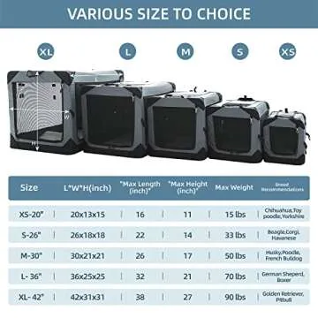 Pettycare 42 Inch Portable Soft Dog Crate for Large Dogs