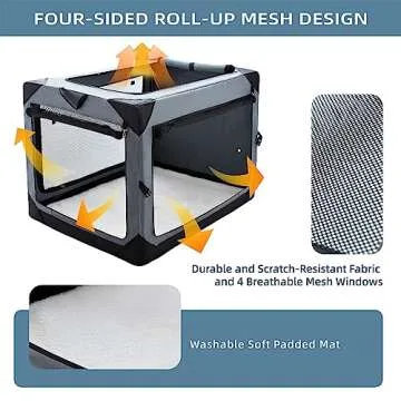 Pettycare 42 Inch Portable Soft Dog Crate for Large Dogs