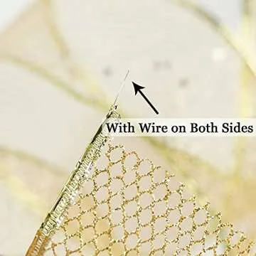 MEEDEE Glitter Wire Mesh Netting - Gold Christmas Ribbon, 2.5 Inch Wired Metallic Ribbon (25 Yards)