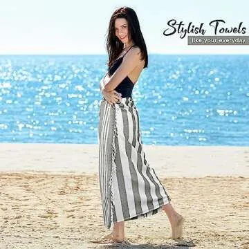 Utopia Towels - 4 Pack Turkish Beach Towel (40 x 72 Inches) - 100% Cotton Oversized Sand Free Lightweight Quick-Dry Turkish Towel, Prewashed for Soft Feel, Large Peshtemal Towel for Travel (Cool Grey)