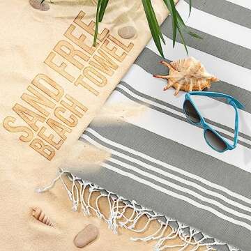Utopia Towels - 4 Pack Turkish Beach Towel (40 x 72 Inches) - 100% Cotton Oversized Sand Free Lightweight Quick-Dry Turkish Towel, Prewashed for Soft Feel, Large Peshtemal Towel for Travel (Cool Grey)