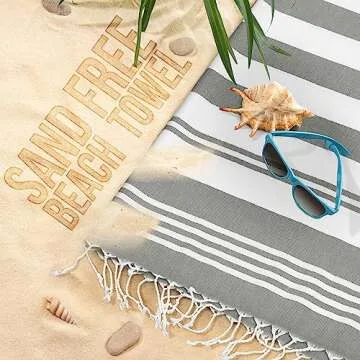 Utopia Towels - 4 Pack Turkish Beach Towel (40 x 72 Inches) - 100% Cotton Oversized Sand Free Lightweight Quick-Dry Turkish Towel, Prewashed for Soft Feel, Large Peshtemal Towel for Travel (Cool Grey)