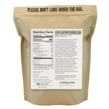 Anthony's Premium Butter Powder, 1 lb, Gluten Free, Non GMO, Made in USA, Keto Friendly, Hormone Fre...