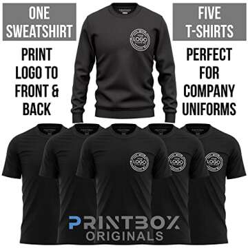 Custom Workwear Uniforms, 5 Pack T-Shirt 1 Sweatshirt, Custom Shirts Mens Sweater Small Business Com...