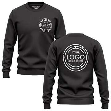 Custom Workwear Uniforms, 5 Pack T-Shirt 1 Sweatshirt, Custom Shirts Mens Sweater Small Business Company Logo Front and Back Black