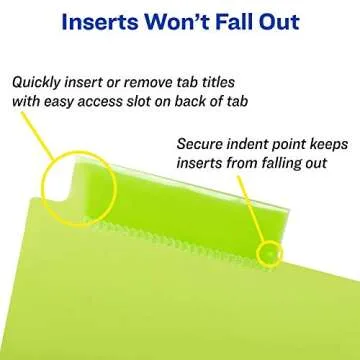 Avery Big Tab Insertable Plastic 2 Pocket Dividers for 3 Ring Binders, 8 Tab Set, Bright Two-Tone Multicolor, Works with Sheet Protectors, 1 Set (11989)