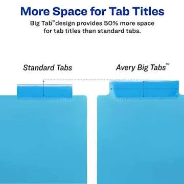 Avery Big Tab Insertable Plastic 2 Pocket Dividers for 3 Ring Binders, 8 Tab Set, Bright Two-Tone Multicolor, Works with Sheet Protectors, 1 Set (11989)