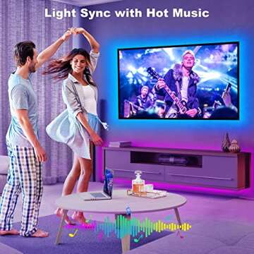 Tatazone Bluetooth RGBWW LED Lights for 70-75 Inch TV with App Control, RGB+Tunable White 3000K-6500K TV LED Backlight with RF Remote, Music Sync Indoor USB LED TV Lights for TV, Gaming