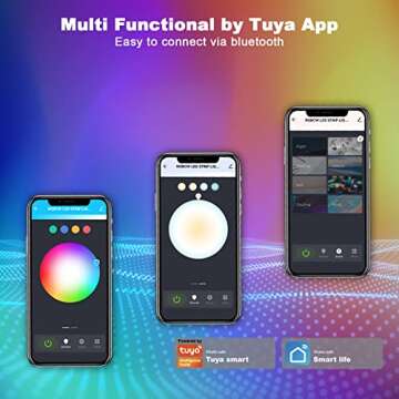 Tatazone Bluetooth RGBWW LED Lights for 70-75 Inch TV with App Control, RGB+Tunable White 3000K-6500K TV LED Backlight with RF Remote, Music Sync Indoor USB LED TV Lights for TV, Gaming