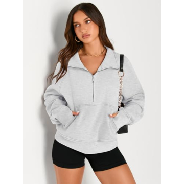 AUTOMET Women’s Cozy Half Zip Cropped Pullover Sweatshirt