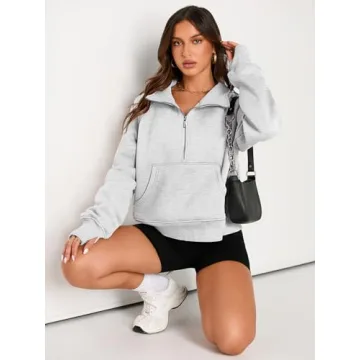 AUTOMET Women’s Cozy Half Zip Cropped Pullover Sweatshirt