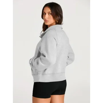 AUTOMET Women’s Cozy Half Zip Cropped Pullover Sweatshirt