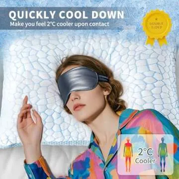 QUTOOL Double Sided Cooling Pillow for Hot Sleepers, Shredded Memory Foam Pillows King Size Set of 2...