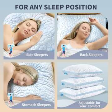 QUTOOL Double Sided Cooling Pillow for Hot Sleepers, Shredded Memory Foam Pillows King Size Set of 2, Adjustable Soft & Firm Gel Bed Pillow for Side, Back, Stomach Sleepers