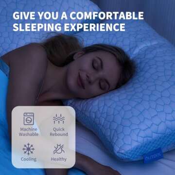 QUTOOL Double Sided Cooling Pillow for Hot Sleepers, Shredded Memory Foam Pillows King Size Set of 2, Adjustable Soft & Firm Gel Bed Pillow for Side, Back, Stomach Sleepers