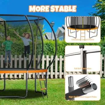 Kiivakii Trampoline 12FT 14FT, Outdoor Trampolines for Kids and Adults, Recreational Trampoline with Ladder & Enclosure Net, Heavy Duty Round Trampoline for Backyard