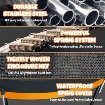 Kiivakii Trampoline 12FT 14FT, Outdoor Trampolines for Kids and Adults, Recreational Trampoline with Ladder & Enclosure Net, Heavy Duty Round Trampoline for Backyard