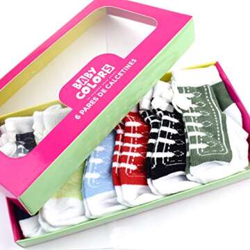 Fly Love Baby Cotton Sneaker Newborn Ankle Socks - 6 Pairs in Gift Box