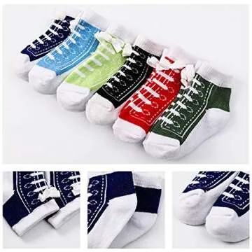 Fly Love 6 Pairs Baby Cotton Sneaker Ankle Socks