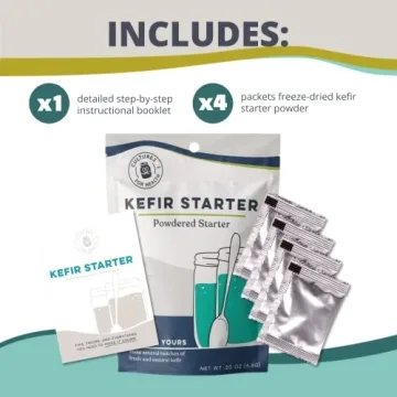 Cultures for Health Kefir Starter Culture | 4 Packets Freeze Dried Starter Powder | Make Kefir with Milk, Water, or Juice | Re-Culture Kefir Probiotic Drinks 2-7x Each | Cultures in Less Than a Day