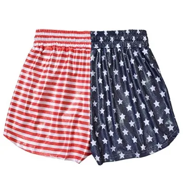 Patriotic USA Flag Metallic Shorts for Women with Glasses