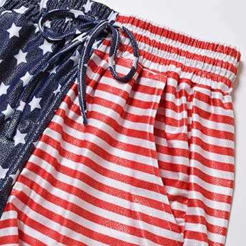 Patriotic USA Flag Metallic Shorts for Women with Glasses