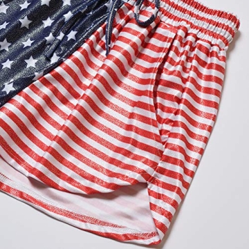 Patriotic USA Flag Metallic Shorts for Women with Glasses