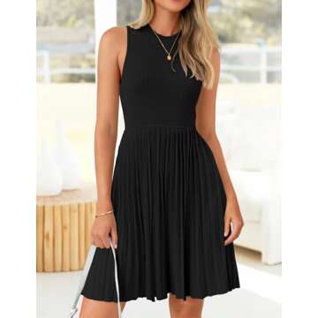 ZESICA Women's Summer Sleeveless Mini Dress - A-Line Pleated Casual Wear