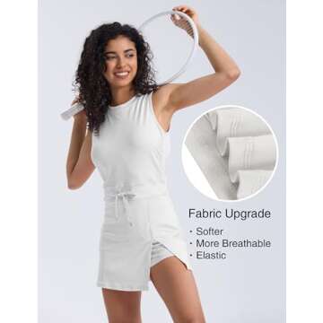 Silly Turtle Womens Workout Romper Tennis Dress Built in Shorts Onesie Open Back Jumpsuits Athletic Dresses(0438-White-XS)