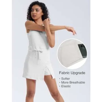 Silly Turtle Womens Workout Romper Tennis Dress Built in Shorts Onesie Open Back Jumpsuits Athletic Dresses(0438-White-XS)