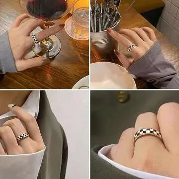 Kainier 14k Gold Checkerboard Ring - Elegant & Unique