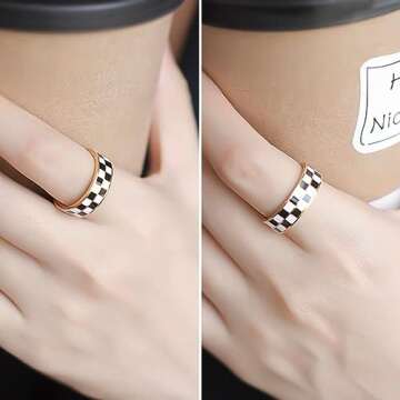 Kainier 14k Gold Checkerboard Ring - Elegant & Unique