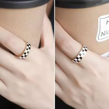 Kainier 14k Gold Checkerboard Ring - Elegant & Unique