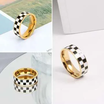 Kainier 14k Gold Checkerboard Ring - Elegant & Unique