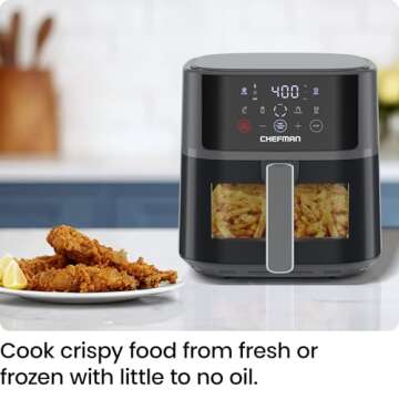 Chefman Air Fryer – 6 QT Compact Airfryer for Quick & Easy Meals, Features Hi-Fry Technology for E...