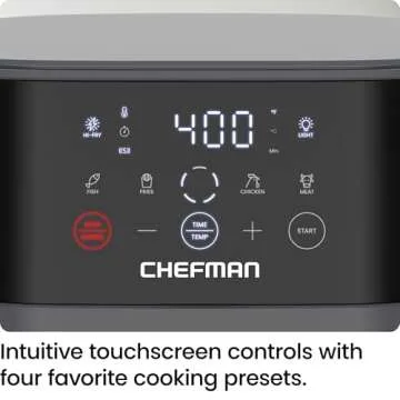 Chefman Air Fryer – 6 QT Compact Airfryer for Quick & Easy Meals, Features Hi-Fry Technology for Extra Crisp, Easy-View Window, Touch Controls with 4 Presets, Nonstick & Dishwasher Safe Basket - Grey