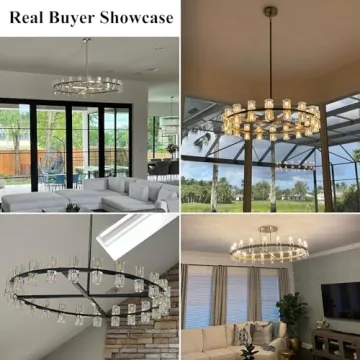 Elegant Knurldon 36" Black Round Chandelier with Bulbs