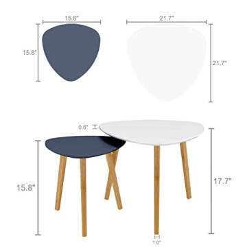 BAMEOS Bamboo Nesting Triangle End Table,Set of 2 Coffee Table Modern Minimalist Side Table for Livi...