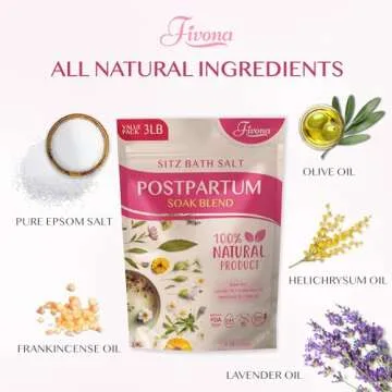FIVONA Postpartum Soak Blend 48oz - Sitz Bath Salt Natural Soaking Blend - Epsom Salt with Pure Essentials Oils for Soothing Postpartum Recovery, Large Value Pack, Perineal Care