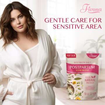 FIVONA Postpartum Soak Blend 48oz - Sitz Bath Salt Natural Soaking Blend - Epsom Salt with Pure Essentials Oils for Soothing Postpartum Recovery, Large Value Pack, Perineal Care