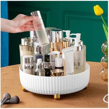 360° Rotating Storage Tray, 11.02 inches in Diameter, Cosmetics and Perfume Organizer, Desktop Stor...